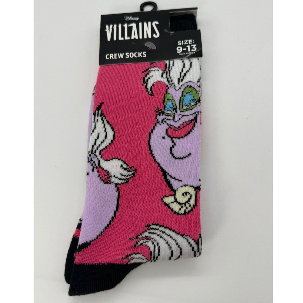 Disney Villains Ursula Crew Socks Pink Purple The Little Mermaid‎ Size 9-13 NEW